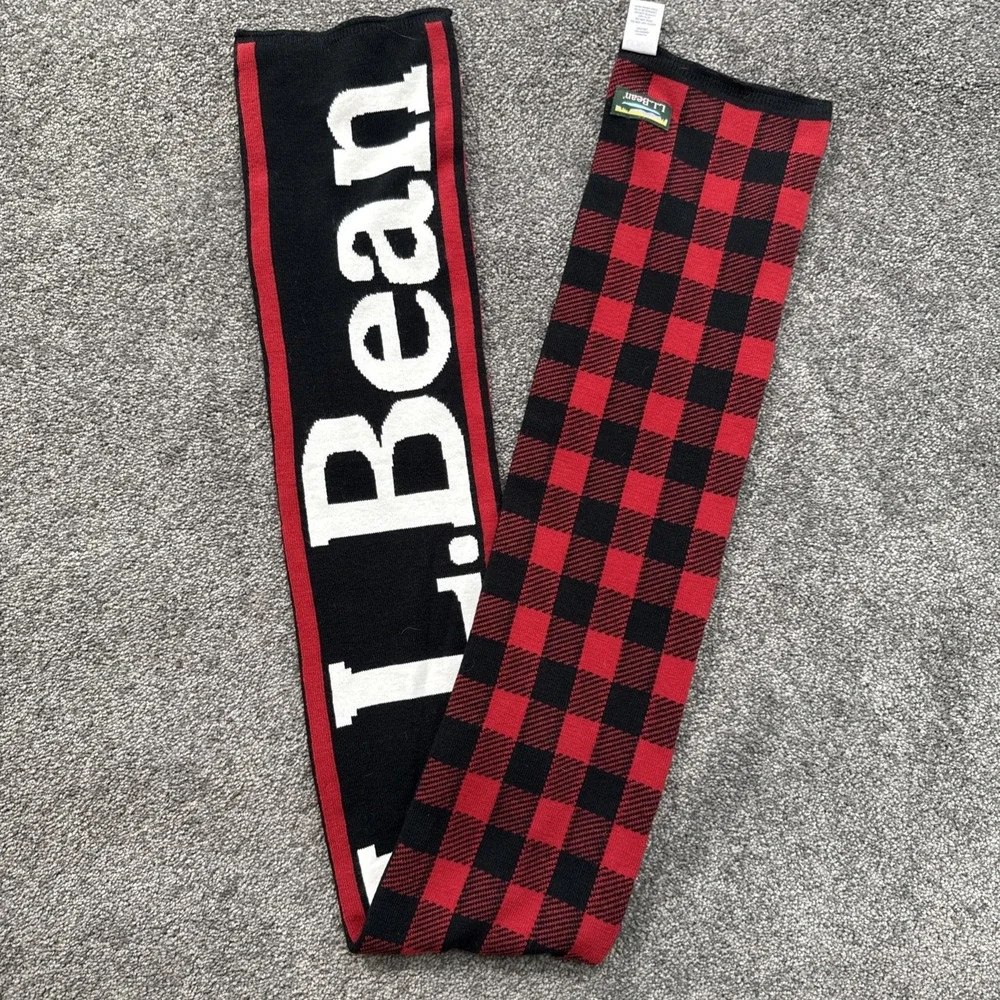 Classic LL Bean L.L. Bean Bold Spell Out Logo Scarf Wrap Red & Black